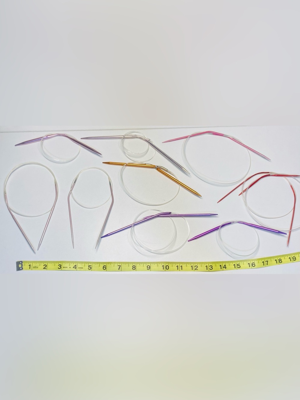9 Purple, Orange Circular Knitting Needles Different Knit Sizes & Cable Lengths